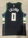 Maillot de Basket #0 Lillard Milwaukee Bucks 2022-23 Noir Brodé